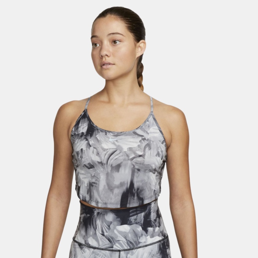 NWOT Nike Dri-FIT One Cropped Printed Tank Top; Black & Gray Pattern